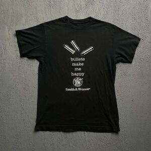 Vintage Smith & Wesson Shirt Medium Black 2000s Bullets Make Me Happy